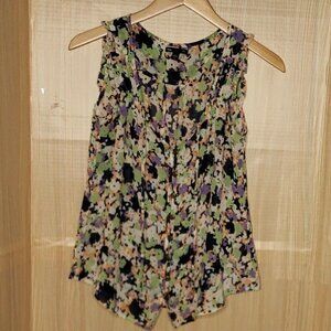 Gap Womens Watercolor Floral Sleeveless Blouse Small